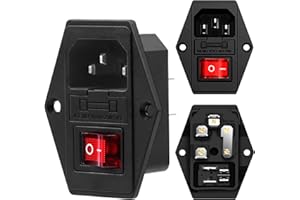 QLOUNI Spinotto Adattatore Spina Maschio 3pz Modulo Interruttore Modulo Ingresso Maschio Presa di Corrente con Fusibile Interruttore, Inlet modulo Spina Interruttore a 3 Pin IEC320 C14,10A 250V