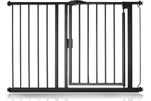 Safetots Barrière de Sécurité à Pression à Fermeture Automatique, 111 cm - 118 cm, Noir Mat, Barrière d'Escalier à Fermeture Automatique pour Bébé, Barrière de Sécurité