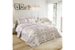 Emma Barclay Cotswold - Quilted Patchwork Bedspread Set in Pink - King