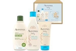 Aveeno Baby Mother and Baby Giftset – Gift for New Mums with Nourishing Body Wash (300ml), Babycare Hair & Body Wash (250ml) and Lotion (150ml), Soothing Products Suitable for Use on Sensitive Skin