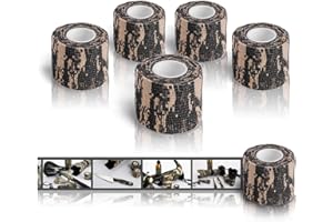 auvstar selbstklebende Tarnung Band, Outdoor Tarnband selbsthaftend, Klammern für Schrotflinten Jagd-Camping, selbstklebende Schutz-Stretch-Verbandrolle, 5-Pack