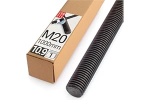 Lun Fix Tige filetée | M20 x 1000 mm | Acier galvanisé 10.9 | DIN 976 | Filetage métrique | Goujon fileté M20 | Vis longue | Fixation industrielle | Montage métal