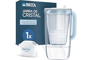 BRITA Jarra de cristal azul (2,5L) incl. 1x filtro MAXTRA PRO All-in-1 Jarra de cristal de diseño premium con tapa abatible de fácil llenado e indicador, que reduce la cal, el cloro y las impurezas