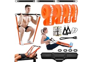 Sprzęt fitness DASKING do domu, zestaw Home Gym Band Bar Set, z opaskami poziomu 4, odłączany drążek do ćwiczeń (maksymalna nośność 227kg), 98CM (czarny)