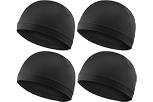 WY LIGHTING LEVEL 4Pcs Bonnet De Vague pour Hommes Bonnets De Vague À Bande Élastique Soyeuse pour 360 540 720 Vagues Doux Respirant Satin Durag Unisexe Adultes Enfants Bonnets Chapeaux De Douche Noir