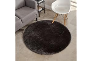 lekeplus Rugs Round Soft Shaggy Rugs Non-shedding Non-slip Rugs Modern Indoor Outdoor Fluffy Rugs, For Living Room, Bedroom, Children's Room Round Carpet (Black, 180x180cm)