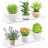 Lifewit Window Plant Shelves, 2 Pack 15 Inch Floating Shelves for Indoor Succulent Plants and Miniature Vegetables, Shelves w