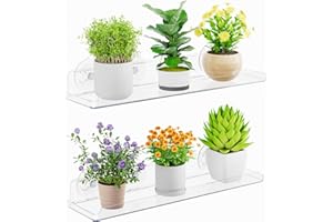 Lifewit Window Plant Shelves, Pack of 2, 38 cm, Transparent Shelf Suction Cup, Window Wall Plant Stand for Indoor Gardens, Flowers, Succulents, Herbs, Seedling Organisation and Flower Pots