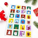 24 Adet Kare Yılbaşı Etiketi &ndash; 4x4 cm Noel Sticker Seti | Kare Şekilli Yeni Yıl Hediye Paketleme Etiketleri, Advent Calendar,