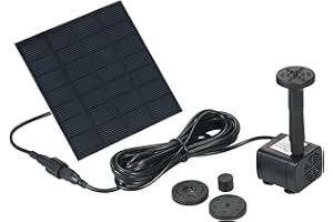 Decdeal Fontaine Solaire Pompe, Pompe à Eau Solaire 7V, 1,4W 150L/H avec Plusieurs Buses, pour Exterieur/Jardin/Étang/Bain d'Oiseaux/Piscine/Gardin