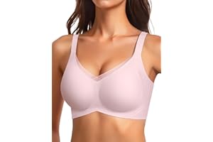 Vertvie Biustonosz bez fiszbin, sportowy biustonosz z krzyżem, dekolt w kształcie litery V, push up, bezszwowy, wygodny, pełny, duże rozmiary, miękki braletka z przedłużeniem