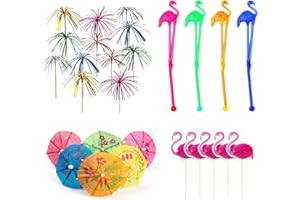 ‎MELODYING MELODYING 80 Stück Cocktail Party Dekorationen, Flamingo Cocktail Rührer Barkeeper Stock Papier Regenschirm Stock Folie Palme Picks für Bars Dekorationen Zubehör