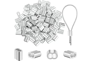 cobee Morsetti per funi da 2 mm, 100 manicotti in alluminio, 2 mm, morsetti a pressione, morsetti a doppio morsetto, morsetto per fune e cavo da 2 mm (2 mm)