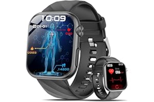 LGNITEK Montre Connectée Homme Femme avec ECG+HRV/IMC/Acide Urique/Lipides, 1.97" AMOLED Smartwatch avec 24H Τе𝐧ѕіо𝐧 Αrтérіеllе/Fréquence Cardiaque/SpO2, Sommeil Monitor pour Android/iOS