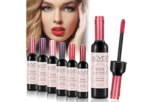6 Colors Wine Lip Tint, IFUDOIT Lápiz Labial Líquido Mate de Terciopelo Natural, Taza Antiadherente Duradera Impermeable, Set de Brillo de Labios de Regalo para Niña y Esposa
