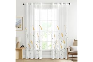 ‎MIULEE MIULEE Gardinen Bestickte Transparent Vorhänge Farbverlauf Voile Sheer 2er Set Motive Vorhang mit Ösen Dekoschal Fensterschal für Schlafzimmer und Wohnzimmer 225 cm x 140 cm(H x B) Weiß