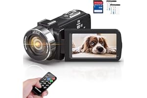ACTIVERGE Caméscope 4K Caméra vidéo HD 48MP IR Vision Nocturne Vlogging Camera pour Youtube,Webcam Caméra avec Zoom Numérique 18X,3.0 Écran Tactile Camescope avec Télécommande,2 Piles et Carte SD 32 Go