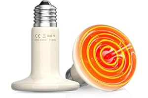 GlowUp E27 150W Lampada Riscaldante Rettili in Ceramica,Lampada Infrarossi per Tartarughe di Terra 220-240V,Lampada Riscaldante per Pulcini perLucertola,Serpente, Tartaruga, Gatto, Cane