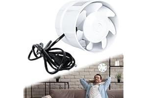 VAILEAL Kanal Rohrventilator, 300cm Kabel Kanal Rohrventilator 100mm 130 m³/h Inline Abluftventilator, Inline-Lüfter Kanalventilator, Leise Abluftventilator für Bad Küche Gewächshaus Zelt Garage, Dachböden