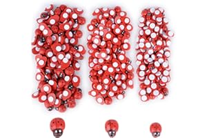 BUONDAC 300pz Coccinelle Rosse Adesive Decorative in Legno Decorazioni per Fai da Te Bomboniere Laurea Casa (3 Dimensioni)