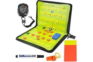 ‎BOUGPENG BouGPeng Fußball Taktiktafel Klappbar Trainermappe mit Magnetische Taktikmappe Fussball Coach-Board mit Schiedsrichter Pfeifen Boardmarker Schwamm für die Schulung Spielanalyse