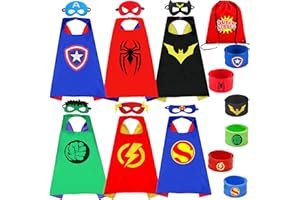 Chennyfun Superhelden Kinderkostüm Kinder, Cosplay Kostüme mit Maske Schnapparmband für Junge Mädchen, Spielzeug & Geschenke für Kindergeburtstag Halloween oder Karneva Umhang