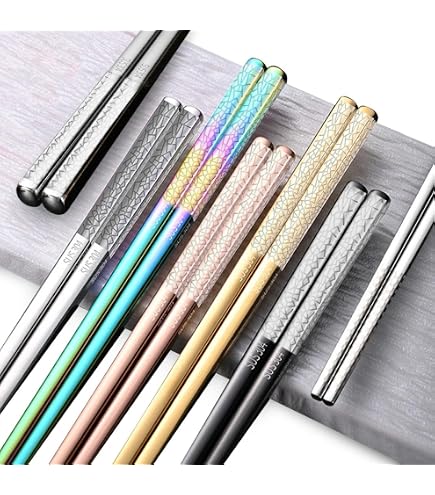 JEYORZY 5 Paia Di Bacchette In Lega Lavabili In Lavastoviglie – 24 Cm, Antiscivolo, Per Sushi E Piatti Cinesi