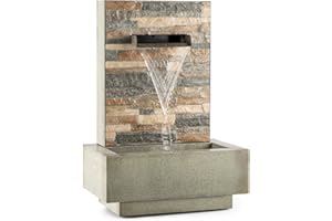Blumfeldt Watergate Grey Edition - Fontaine de Jardin décorative, Intérieur et extérieur, Circulation de 1000 L/h, Pompe de 15 W, Métal galvanisé, Protection IPX8, Câble de 10m, Gris
