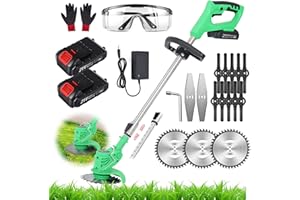 GAPBVYS Coupe Bordure sans Fil avec Batterie 21V Débroussailleuse à Batterie électrique sans Fil, avec Batterie et 3 Types de Lames, pour la Coupe de Jardin, Pelouses et Terres Agricoles