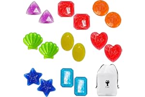 DHSBGWSX 16 pezzi di gemme colorate, 1 sacchetto di immagazzinaggio, giocattolo subacqueo con pietre preziose, set di pietre preziose per il nuoto e le immersioni