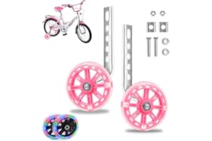 GothicBride Koła podporowe do roweru, uniwersalne kółka podporowe do roweru dziecięcego, koła pomocnicze, koła podporowe do rowerów dziecięcych o przekątnej ekranu 12,14,16,18,20 cala (różowe)