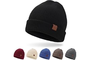 BARFULKER Mütze Herren Damen Winter Beanie Mütze Warme Wintermütze Thermo Dehnbare Strickmützen Bequem Wollmütze Winddichte Laufmützen Cuffed Hats für Frauen Männer Unisex
