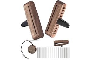 HUVZOR 2pcs Diffuseur Voiture pour Huiles Essentielles avec 16Recharges, Parfum d'Intérieur en Bois pour une Conduite Agréable et Relaxante (Sans Huile) Avec pendentif diffuseur de parfum