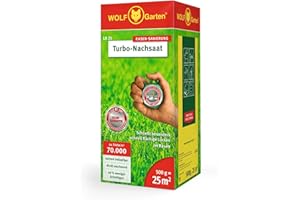 WOLF-Garten Turbo-Nachsaat zur Rasensanierung LR25 (für 25 m², hohe Dichte mit ca. 70.000 Trieben/m², für alle Rasentypen geeignet, mit WOLF-Garten Keimgarantie, 500g in Faltschachtel) 3826020