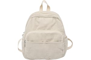 Makukke Small Corduroy Backpack for Women - Daypack for Casual School Travel Hiking Work, Beige