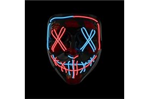 Costumed Halloween Maske Purge LED - Kostümmaske steuerbar für Halloween, Fasching & Karneval als Kostüm & Verkleidung für Herren & Damen (Farbauswahl)