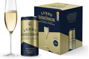Lyre’s Classico Sparkling Wine 4-Pack, Non Alcoholic Wine, Canned Mocktails | 4 x 8.45 Fl Oz cans; zero-proof Prosecco alternative with 45 calories per serve; ready to drink non alcoholic sparkling wine