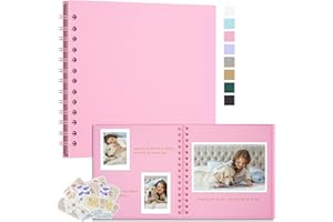 Remowith Fotoalbum Zum Selbstgestalten 18x18 cm DIY Fotobuch Kraftpapier Erinnerungsbuch für Hochzeiten 40 Seiten Album für Baby Familie Valentinstag Geburtstag Jahrestag Geschenk Rosa