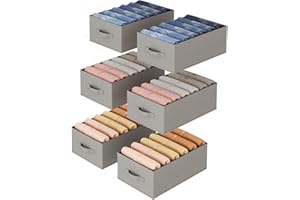 Lifewit Organizer do Szafy na Ubrania, Organizery na Jeansy do Szafy z 6-Komorową Składaną Szufladą na Ubrania, 42 x 27 x 17cm na Spodnie, Koszulki, Swetry, Legginsy, 6-paks