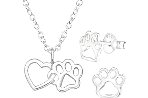 JAYARE Kinder Schmuckset Mädchen - Halskette und Ohrringe - Kette Silber 925 mit Anhänger und Ohrstecker