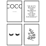 Heimlich ® Premium Poster Set | OHNE Bilderrahmen | Stilvolles Set mit passenden Bilder in Schwarz-Weiß | 4 Stück in DIN A4 (