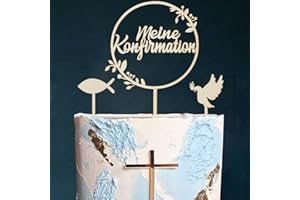 WANYI Cake Topper Konfirmation Holz 3pcs Meine Konfirmation Cake Topper Konfirmation Tortendeko mit Fisch Kuchen Erstkommunion Kuchen Deko Tortendeko Party für Junge Mädchen (B)