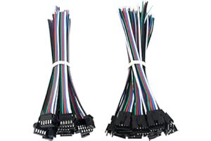 VIPMOON 20 Paia JST SM 5 Pin Connettore, 22 AWG JST 5 Pin Adattatore Micro Elettrico Spina, Connettore Maschio e Femmina con 150mm Cavo per Strisce LED RGBW