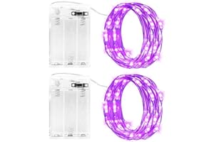 Gcstnn 2 Pcs Stringa Luci Led a Batteria, 3metri 30 Led Rame Filo Catene Luminose Lucine Fata Luci con timer per Camere, Terrazze, Halloween, Natale, Decorazione, Viola