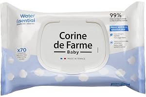 Corine de Farme - Change Water Essential Baby Wipes x70 - Vegetable Fibre Toiletry Product - 99% Ultra-Purified Water - Hygie