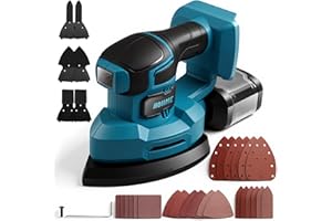 HOIIME Cordless Detail Sander for Maki-ta, 5-in-1: Random Orbital, Fine, Detail, Contour, and Finger Sander, Dust Collection Box, 6 Additional Attachments, 24 Sandpapers, Without Battery or Charger