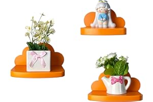Pyjacos Mensole da Muro Set di 3 Mensola da Parete per Decorazioni per Cameretta Bagno Cucina Salotto piccola Mensola Adesiva da Muro nuvola arancione