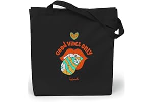 Loxato Tote Bag Noir - Sac Cabas en Toile Noir Femme- Tote Bag Coton 100% Grand Tote Bag 35 x 42 x 8 cm - Sac Fourre Tout Femme en Toile