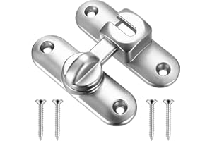 BJBJJIU Chiusura per Serratura, Chiavistello Porta, 90/180 Gradi Chiavistello per Porta in Legno, Serratura Porta Scorrevole, Chiavistello Serratura Scorrevole per Porta Finestra Giardino, Argento