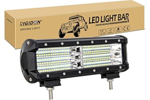 RIGIDON Car Led Light Bar 9 inch 270W, 9D Tri Row 12V 24V for Car Off road Truck SUV UTE ATV 4x4 Tractors Excavator, Flood Beam, Waterproof Driving Work Lamp, 6000K White Flood Lights